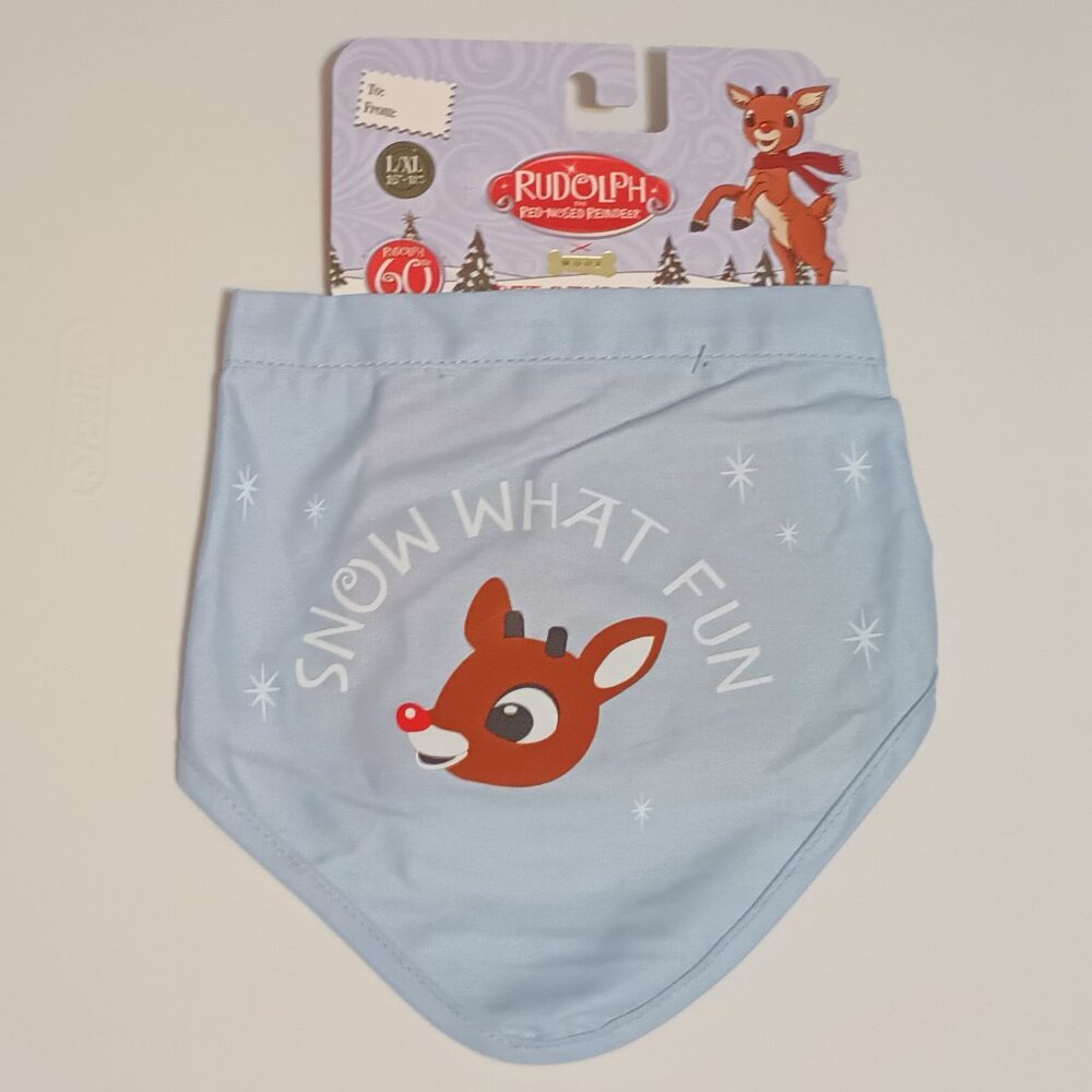 NWT~ Rudolph The Red Nosed Reindeer  "Snow What Fun" Pet Bandana (Large/X-Large)